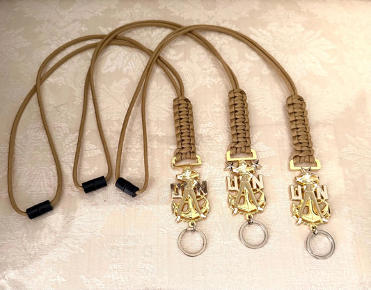 USN E7/E8/E9 Chick Chiefs Gold/Silver Anchor With Gold Paracord Lanyard.