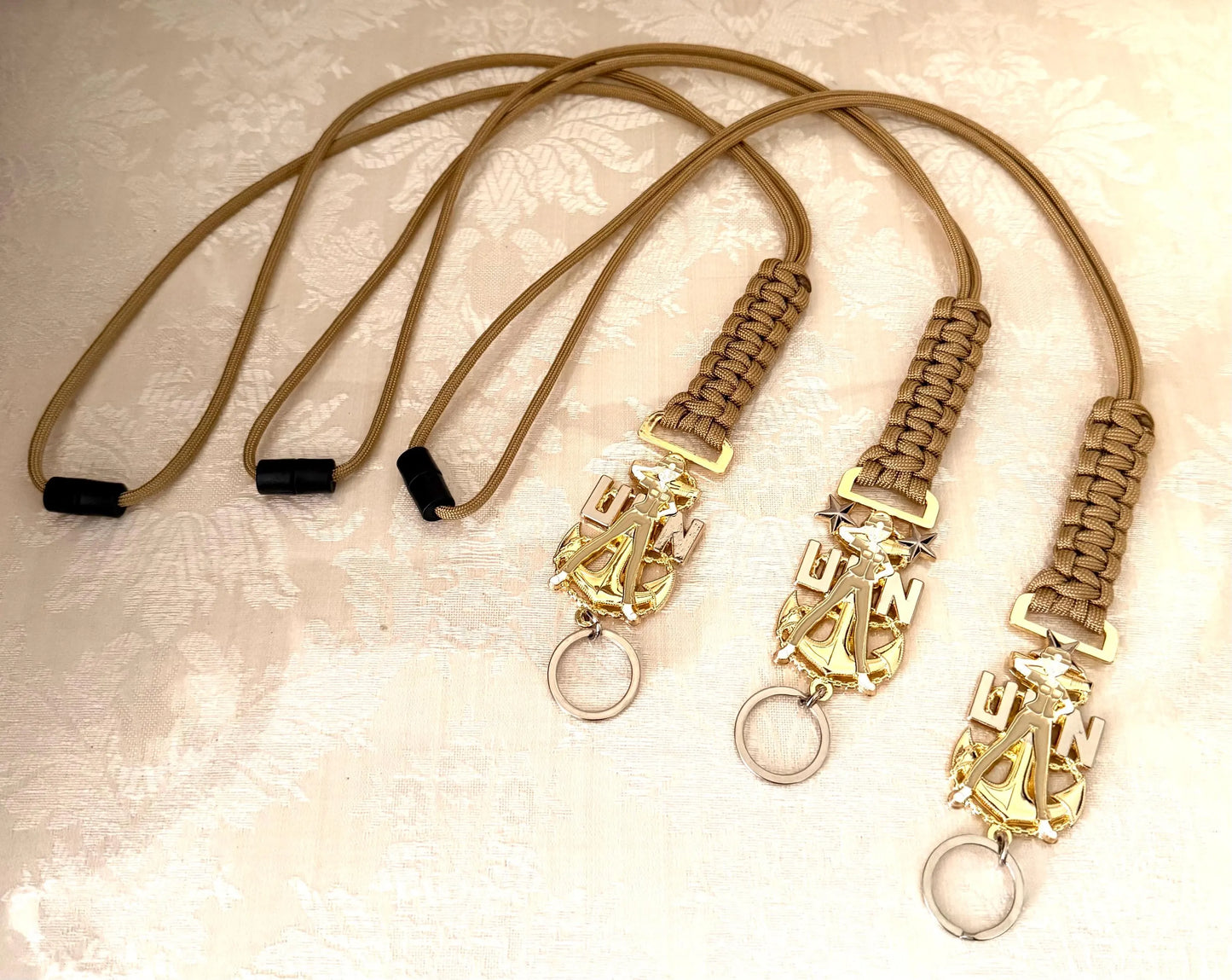USN E7/E8/E9 Chick Chiefs Gold/Silver Anchor With Gold Paracord Lanyard.