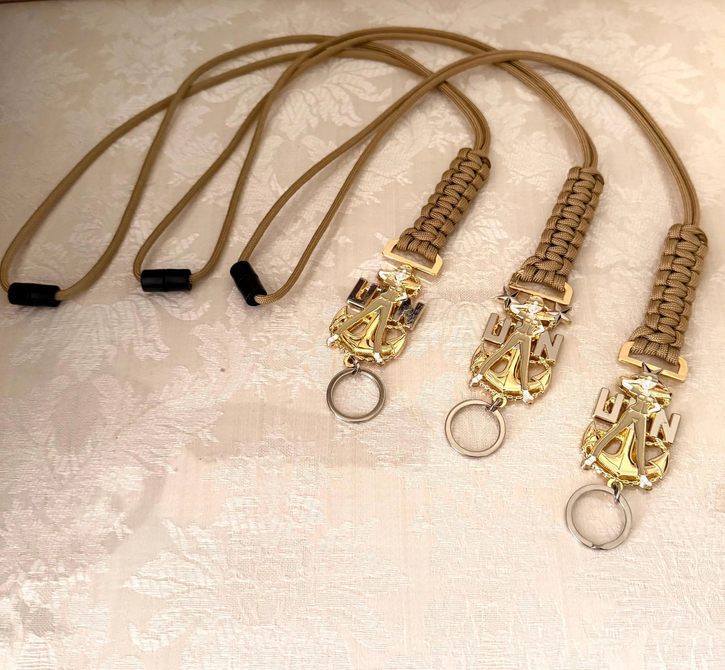 USN E7/E8/E9 Chick Chiefs Gold/Silver Anchor With Gold Paracord Lanyard.