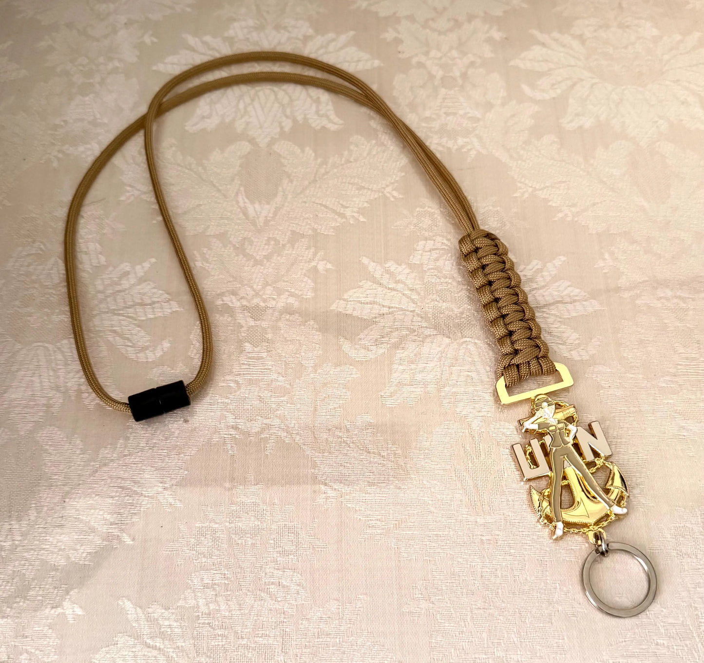 USN E7/E8/E9 Chick Chiefs Gold/Silver Anchor With Gold Paracord Lanyard.