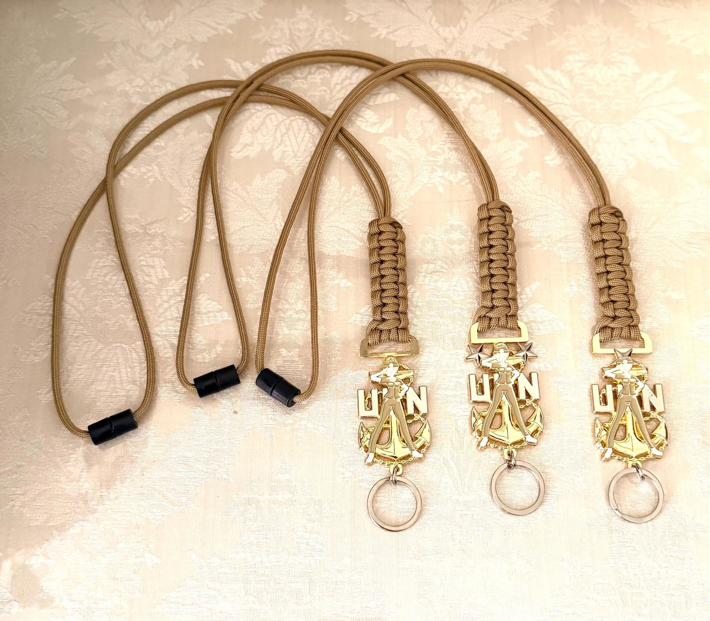 USN E7/E8/E9 Chick Chiefs Gold/Silver Anchor With Gold Paracord Lanyard.