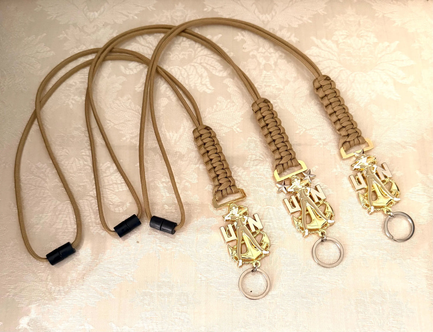 USN E7/E8/E9 Chick Chiefs Gold/Silver Anchor With Gold Paracord Lanyard.